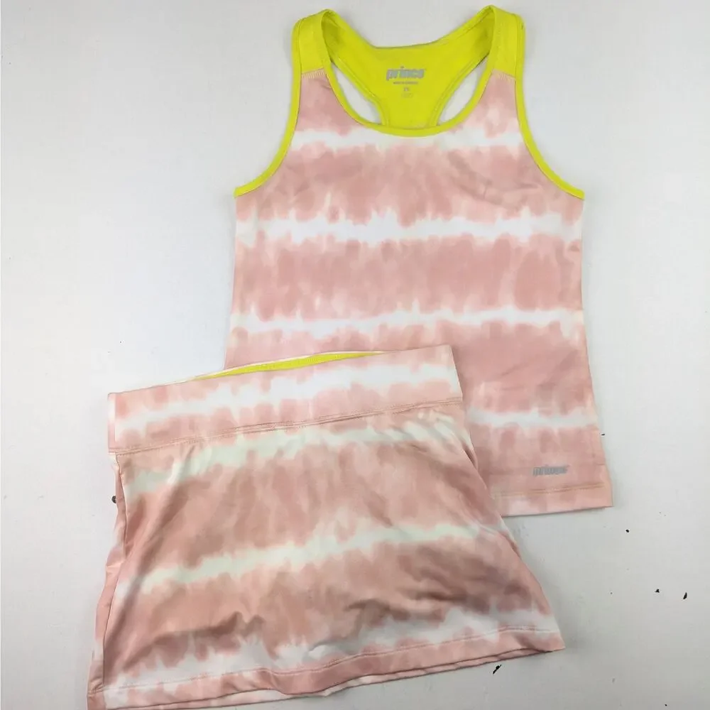 Prince Pink & White Tie Dye Athletic Tank & Skort Set - XS (6-7)